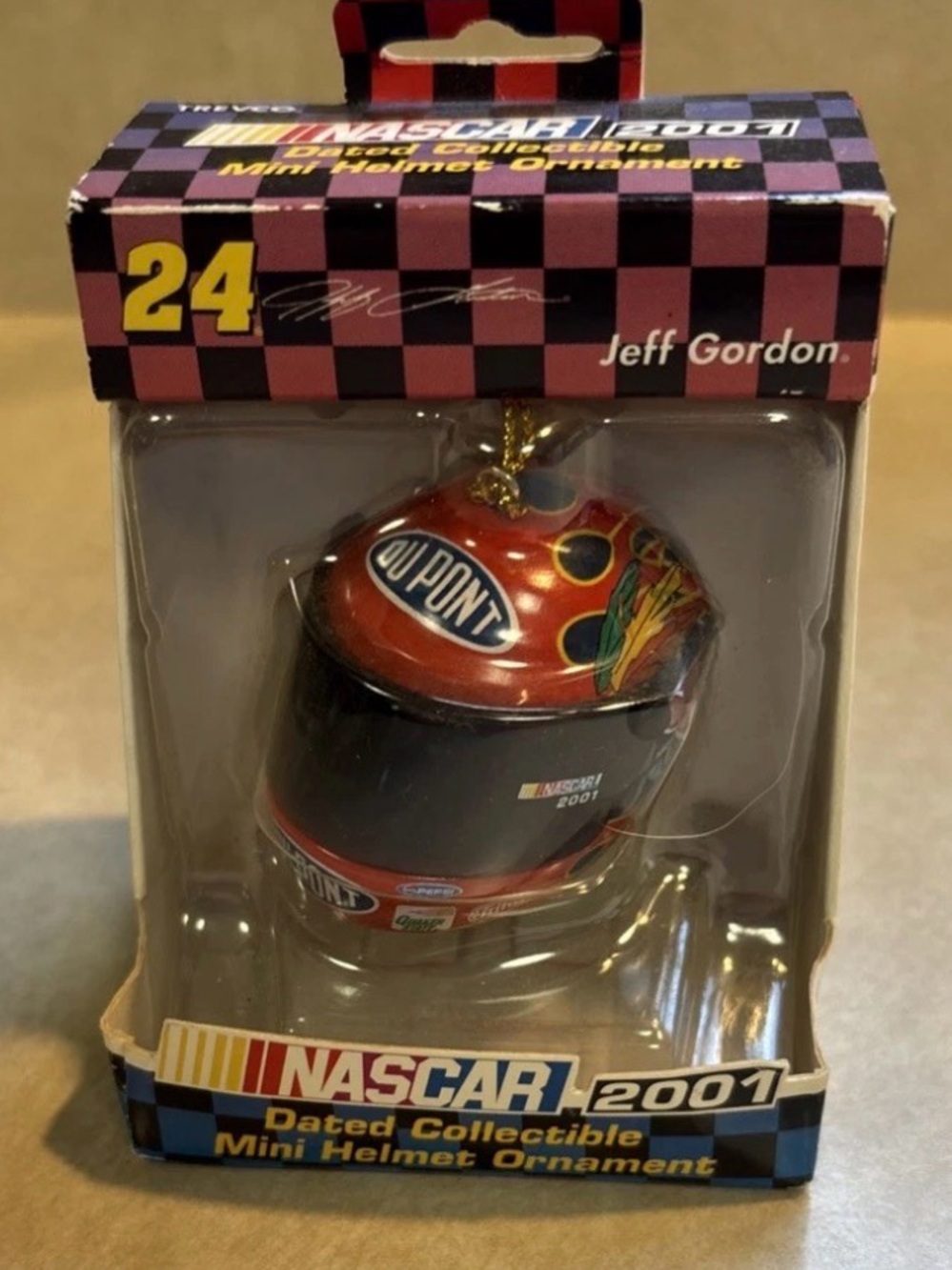 Nascar Jeff Gordon Orange and Black DuPont Mini Helmet Ornament